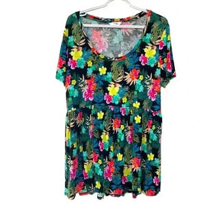 terra & sky tunic style, rayon/spandex, medium weight, floral Summer  top